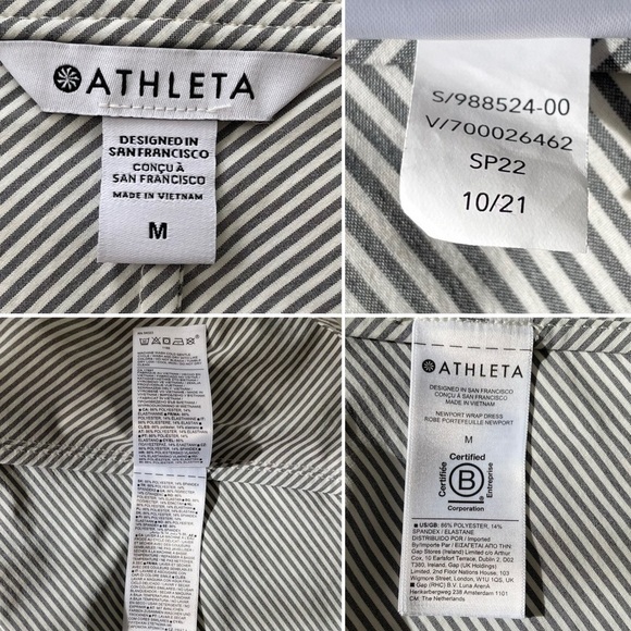 Athleta Newport Wrap Dress City Stripe Black/Sea Salt Medium - Picture 13 of 13